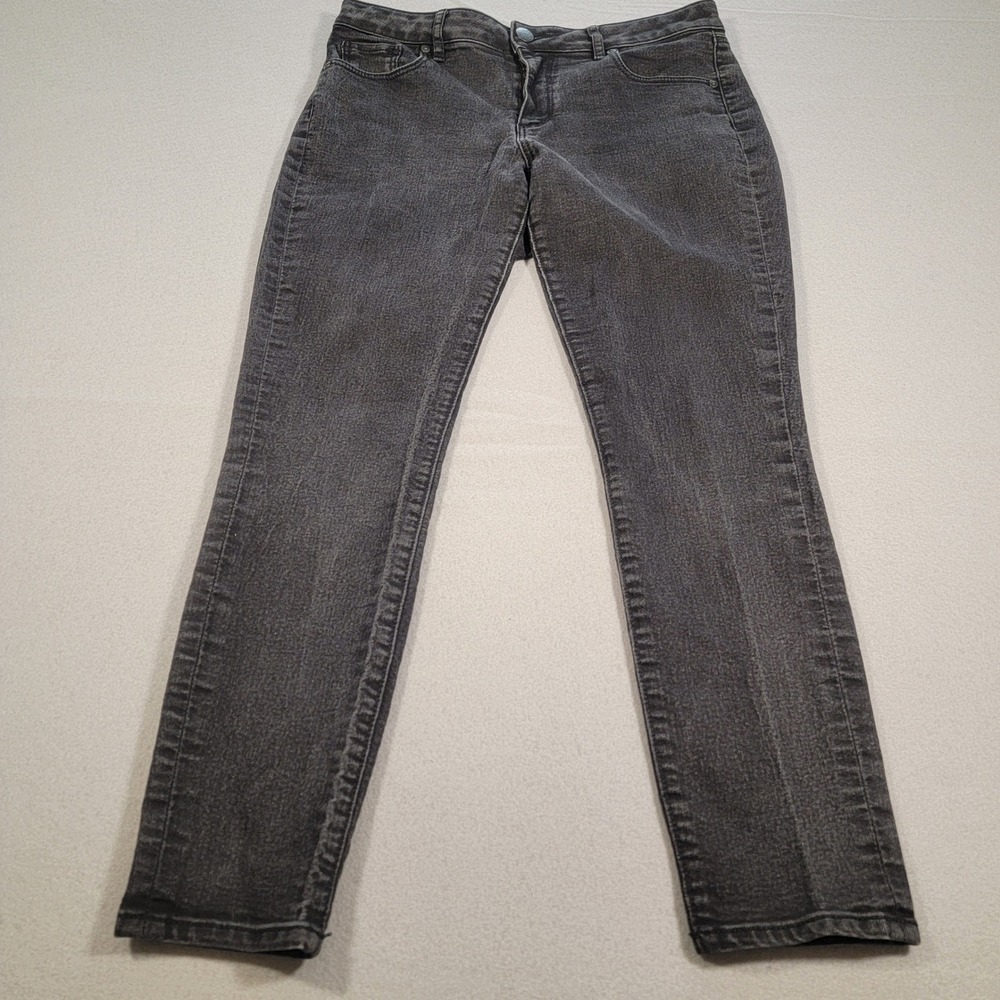 LOFT Ann Taylor Jeans Women's Curvy Skinny Black Wash Denim Size 29/8‎ Mid Rise - Picture 2 of 10
